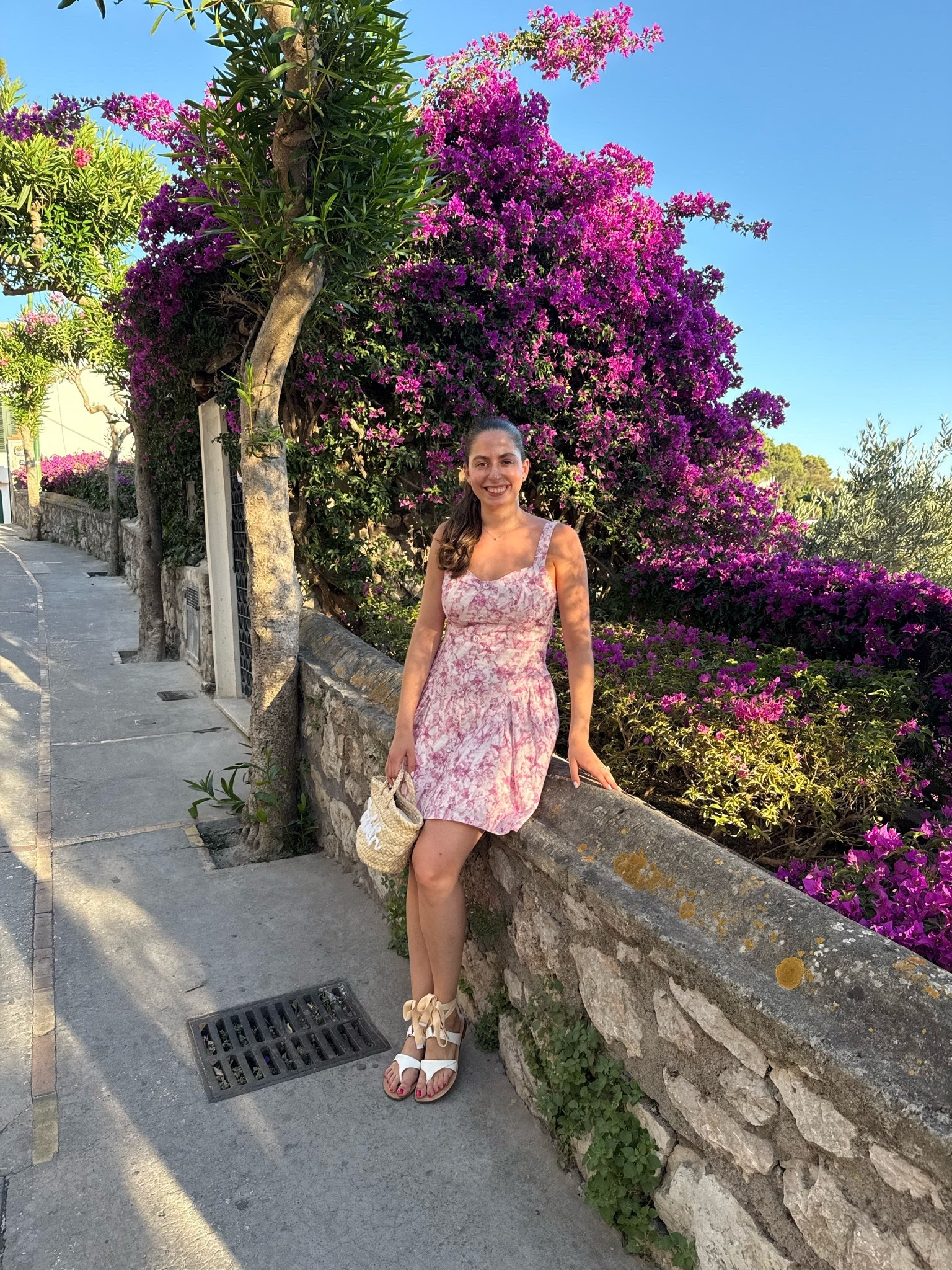 Were we late to dinner bc I needed my pic taken? Maybe… is it not the best photo? Yes but my dress matches the Bougainvillea soooo a pic was required. Also how fitting that I’m wearing @sarahflint_nyc sandals that were made in Capri on Capri! I needed to show them around their home! Ps they’re on sale! 


Honeymoon, capri Italy, Sarah flint, sandals, espadrilles, Italy, Amalfi coast, euro summer, pink printed dress, wrap up sandals

#LTKootd #LTKTravel #LTKWedding