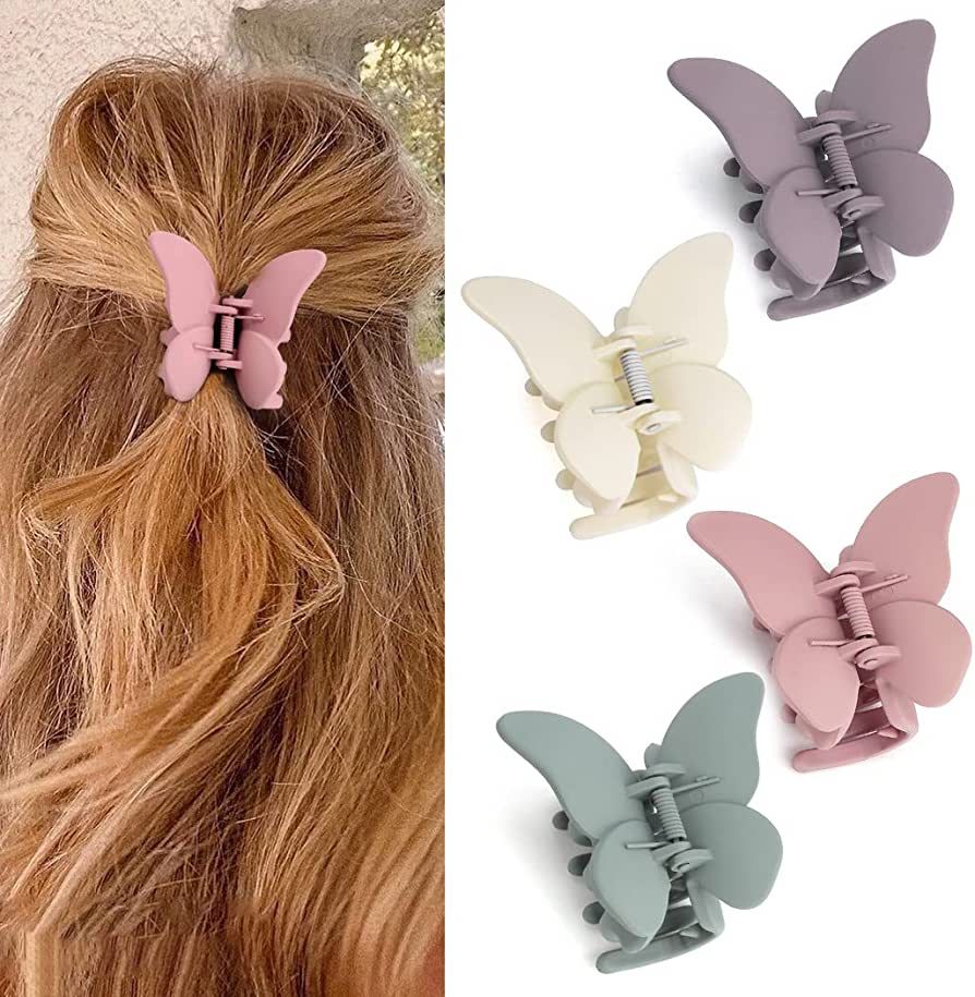 Canitor Butterfly Hair Clips Butterfly Claw Clips 2.7" Hair Clips for Women Hair Clips for Thick ... | Amazon (US)