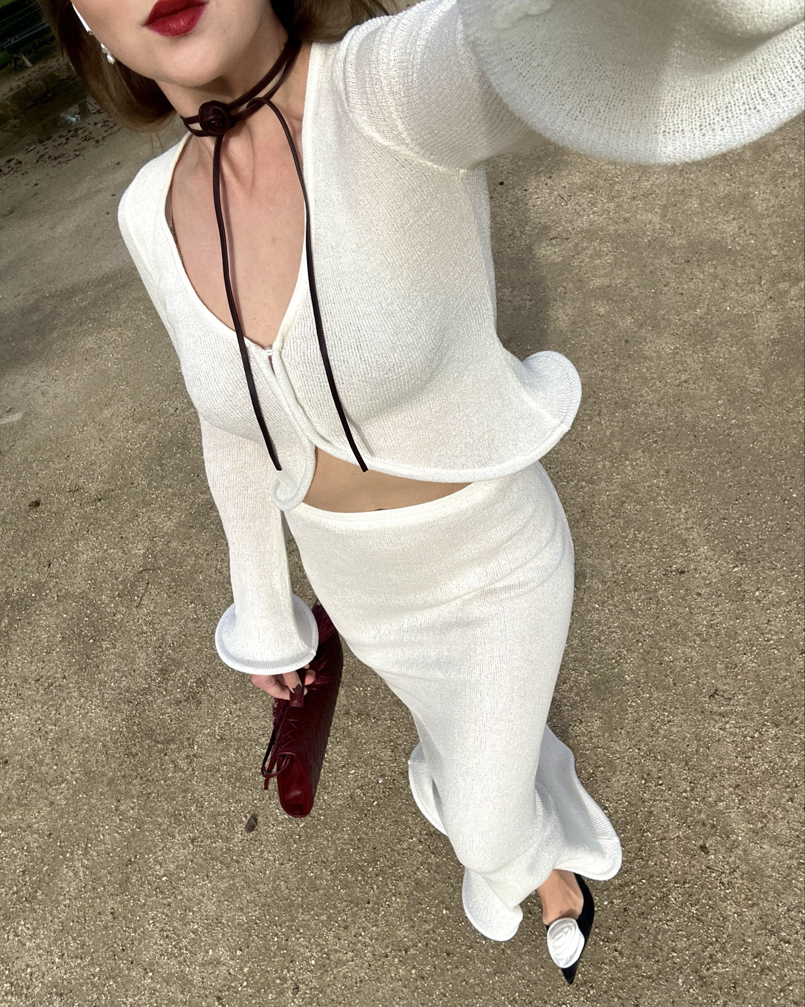 an elegant outfit for Chanel fashion show featured by some fashion magazines & famous streetstyle photographers at the streetstyle during Paris Fashion Week. wearing lightweight set that highlights sexy feminine body shapes wit a touch of burgundy bag & black slingback heels with rose on top🤍perfect for date night or even wedding guest outfit! shop via link & enjoy!

#LTKSeasonal #LTKWedding #LTKParties
