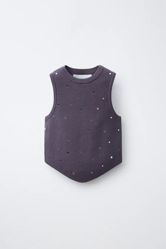 MIRROR EMBELLISHED KNIT TOP | Zara US