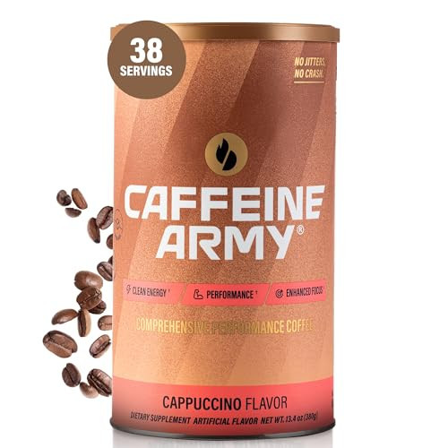 CAFFEINE ARMY Cappuccino | Comprehensive Functional Coffee with MCTs, CoQ10, Collagen and Adaptogens: Clean Energy + Supports Daily Attention, No Jitters or Crash (13.4 oz 38 Servings) | Amazon (US)