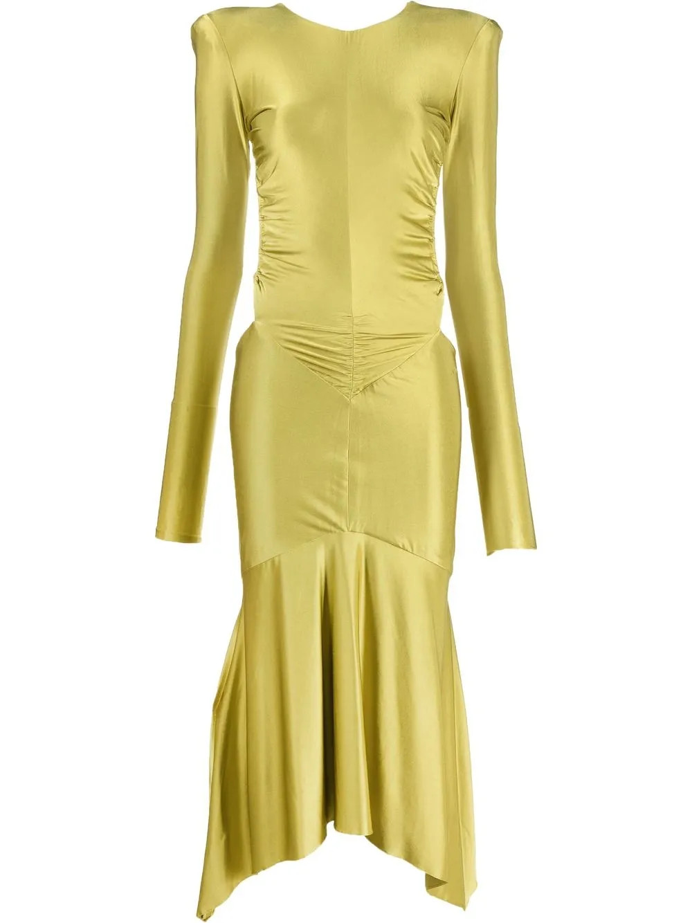 Alexandre Vauthier Draped Satin Midi Dress - Farfetch | Farfetch Global
