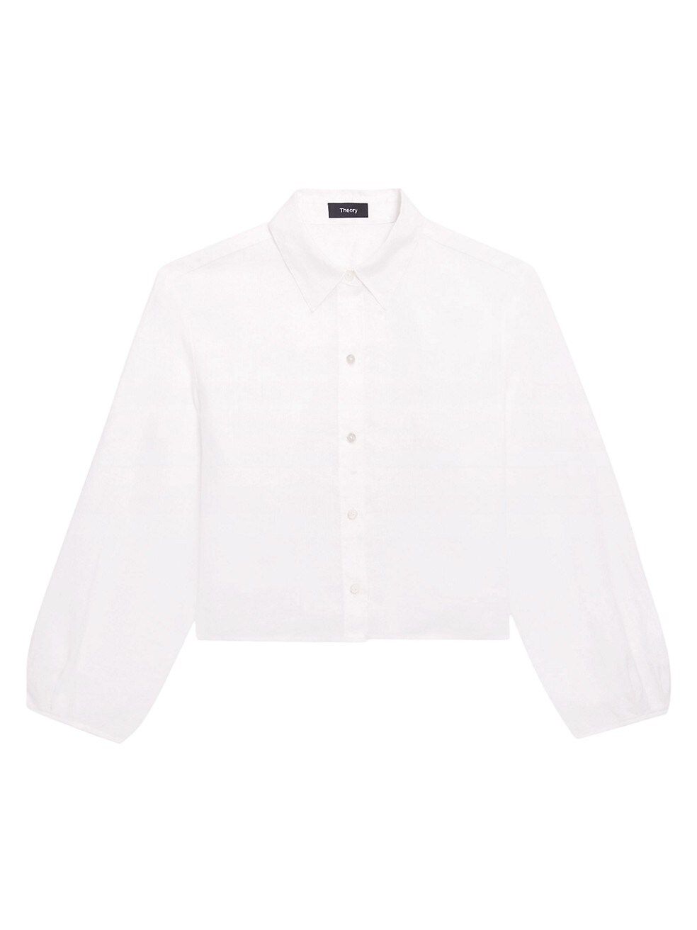 Theory Cropped Linen Shirt | Saks Fifth Avenue