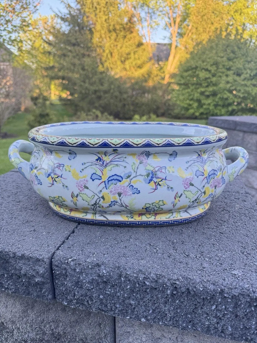 Vintage Porcelain ENAMEL Floral Motif Foot Bath Planter Chinoiserie Jardiniere - Etsy | Etsy (Global)