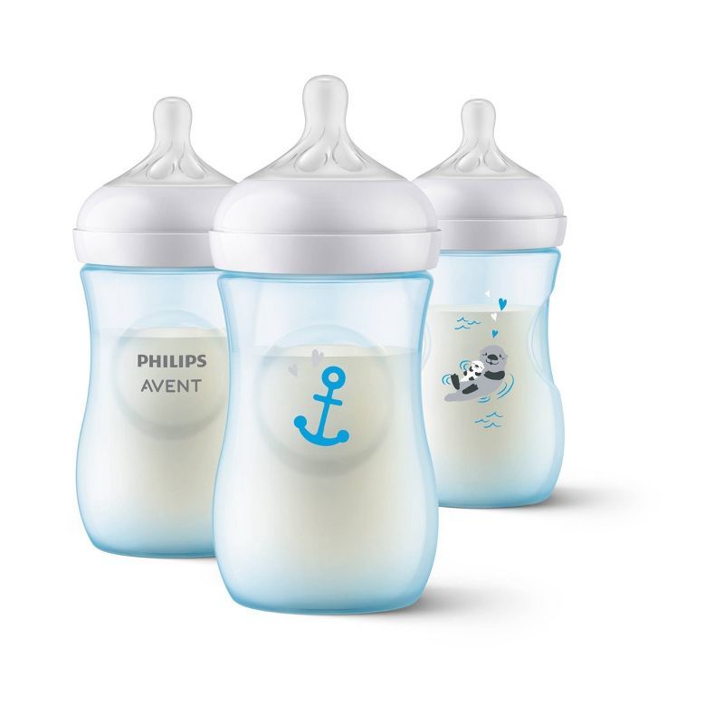 Philips Avent 3pk Natural Baby Bottle with Natural Response Nipple - Blue Otter/Anchor - 9oz | Target