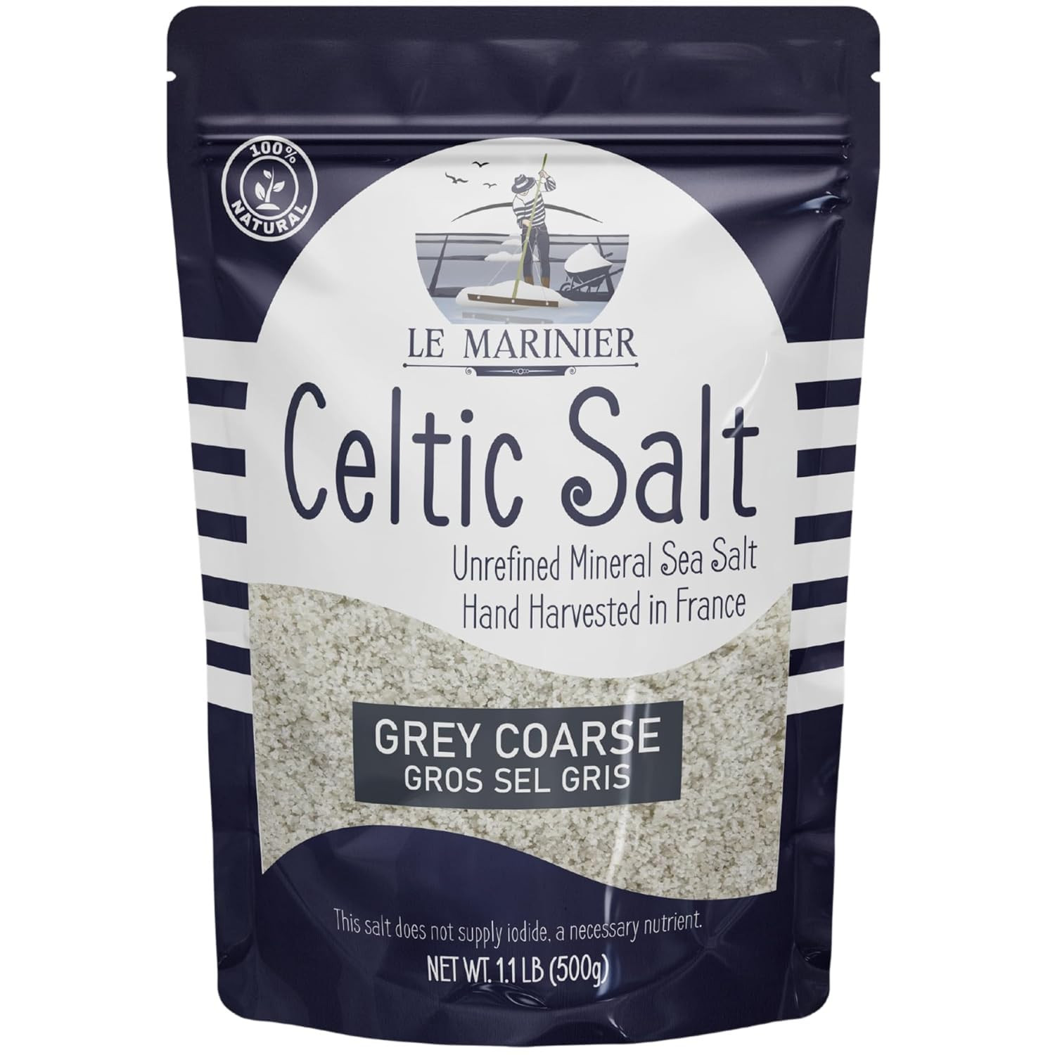 Le Marinier French Sea Salt Grey Coarse, 1.1lb - 18oz. Mineral Rich 100% Natural and Unrefined Se... | Amazon (US)