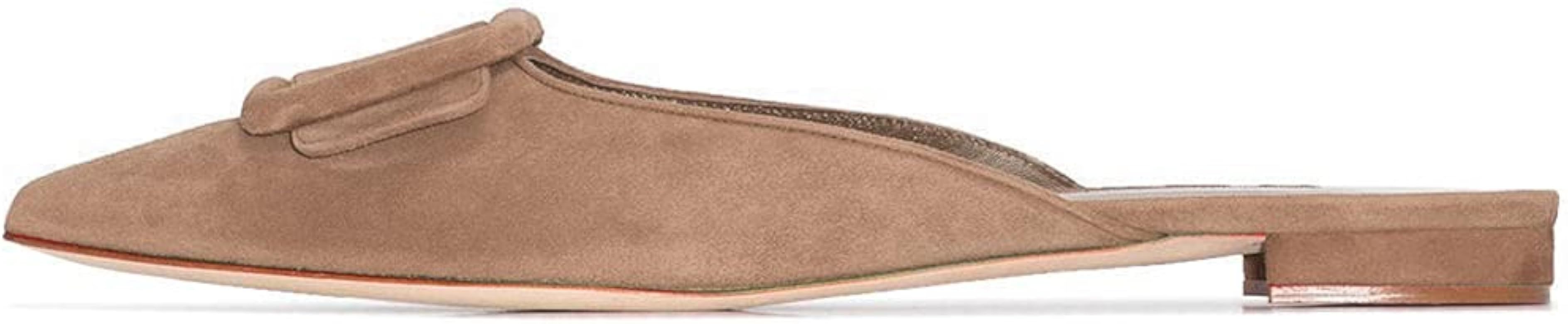 Divanne Mules for Women, Buckle Flat Mules Pointed Toe Backless Mule Slides Suede Slip On Loafers | Amazon (US)