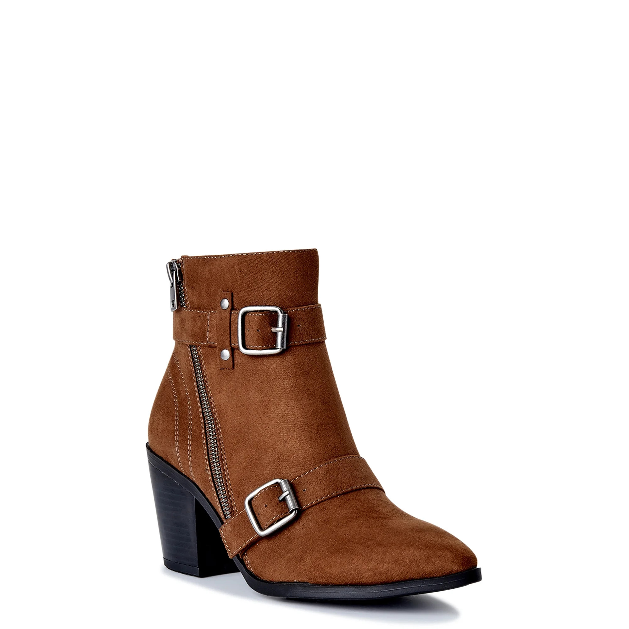 Scoop Women's Buckled Faux Suede Booties | Walmart (US)