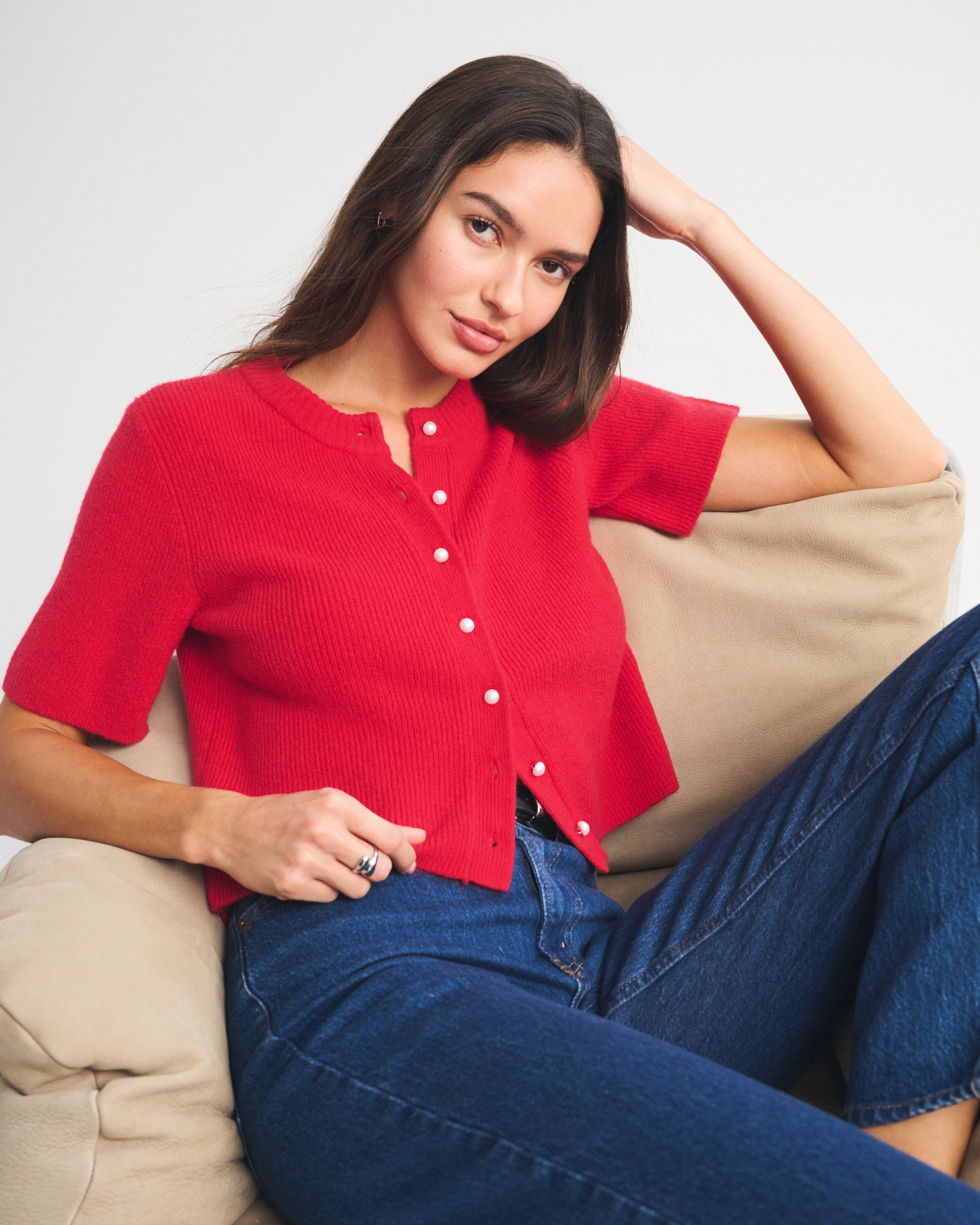 Merino Wool-Blend Short-Sleeve Cardigan | Abercrombie & Fitch (US)