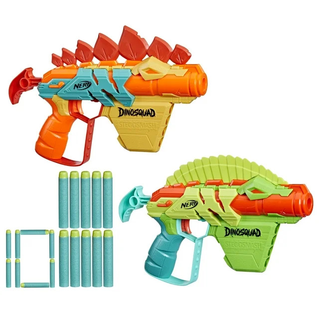 Nerf DinoSquad Stego-Duo, 2 Toy Foam Nerf Blasters, 10 Nerf Elite 2.0 Darts - Walmart.com | Walmart (US)