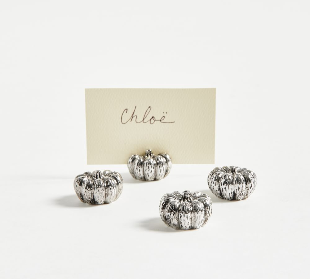 Silver Pumpkin Place Card Holders - Set of 4 | Pottery Barn (US)