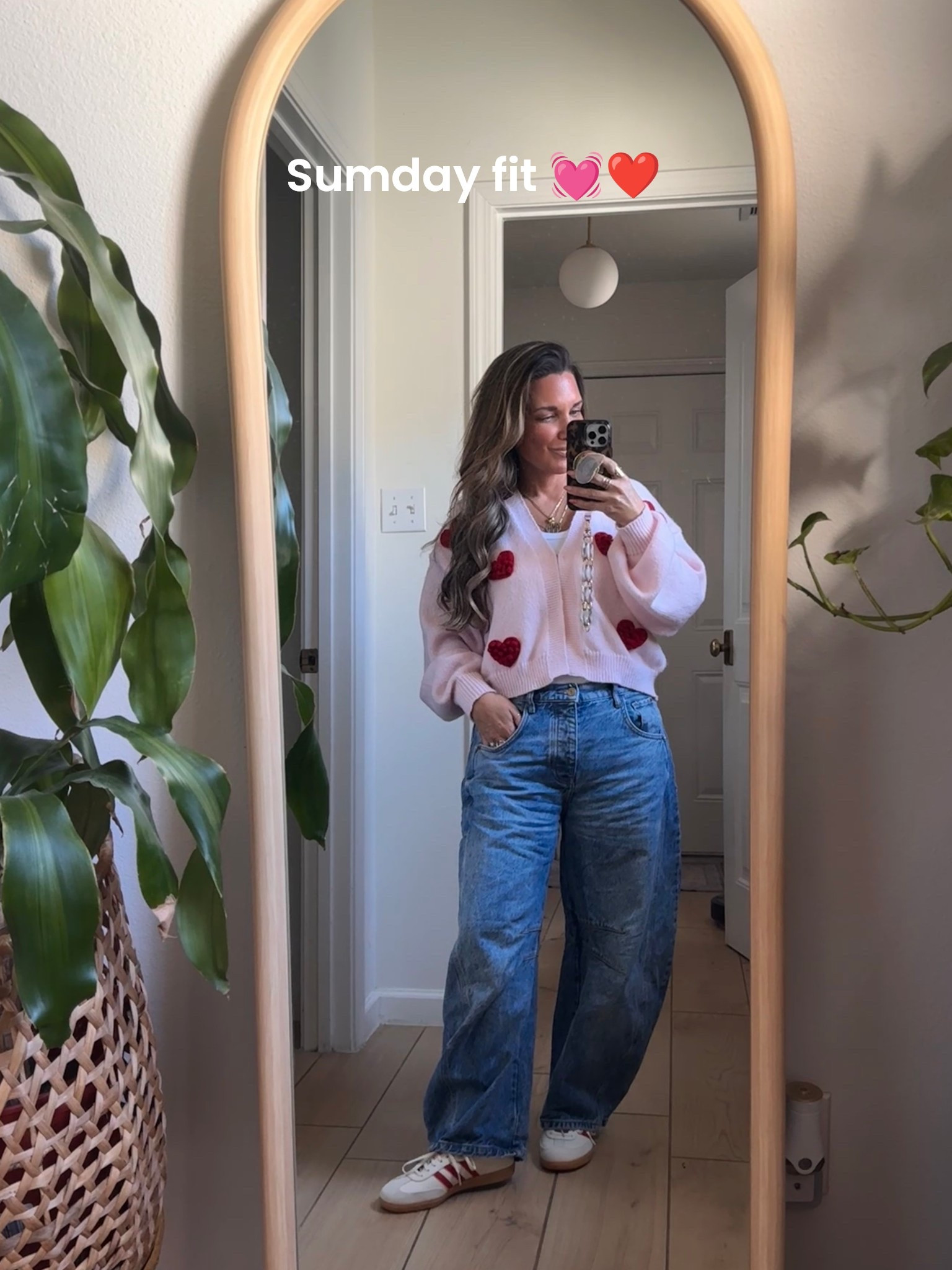 Wore this cutie outfit twice this weekend!!
Sunday not Sumday 🤣🤣

But, Love my Walmart cardigan!! 
Wearing size medium in cardigan and size 28 in barrel jeans!! 

#LTKOver40 #LTKPetite #LTKValentine