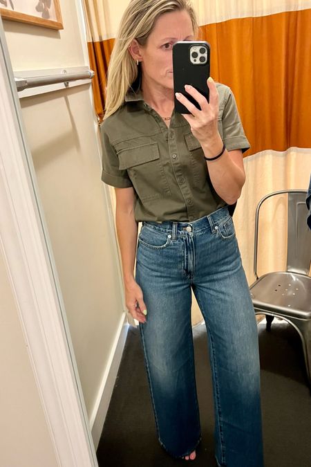 Loving this military style cargo pocket button down.  The perfect safari shirt if I say so!  And I’m a huge fan of these wide leg denim jeans.  

Denim | jeans | fall outfits | fall denim | weekend outfits | wide leg jeans

#WideLegJeans #FallOutfits #travel #fall #jeans

#LTKSeasonal #LTKover40 #LTKSale