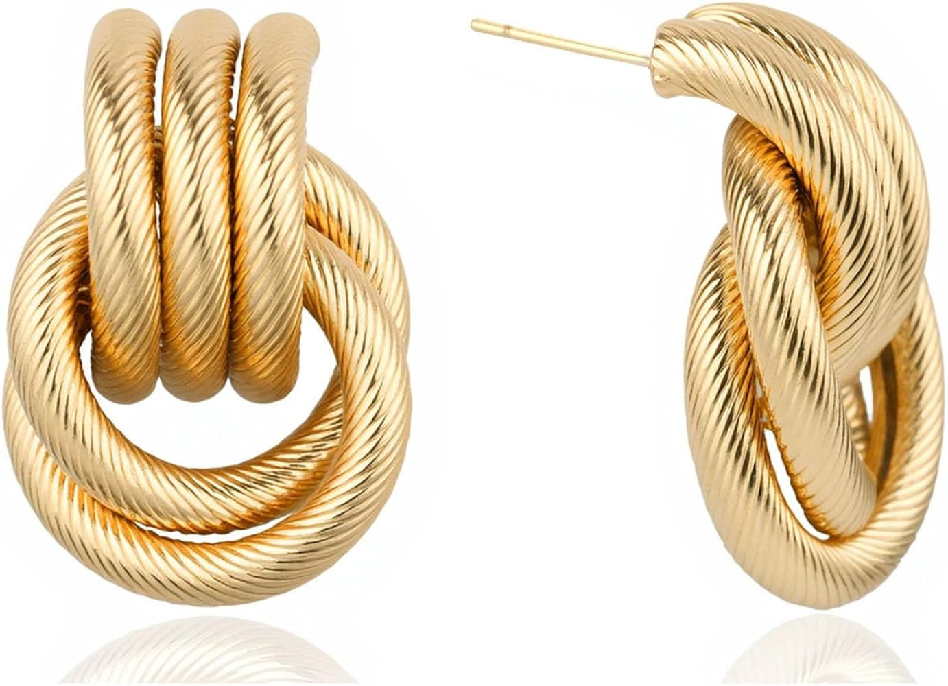 Gold Earrings for Women Trendy Chunky Gold Earring Gold Knot Earring Link Drop Dangle Earrings St... | Amazon (US)