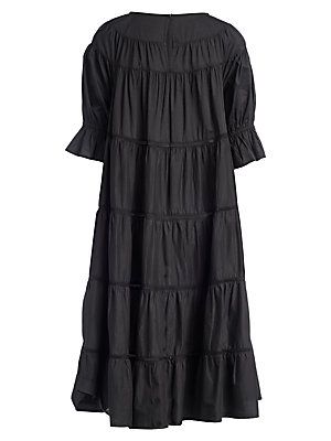 Paradis Puff-Sleeve Cotton Trapeze Dress | Saks Fifth Avenue