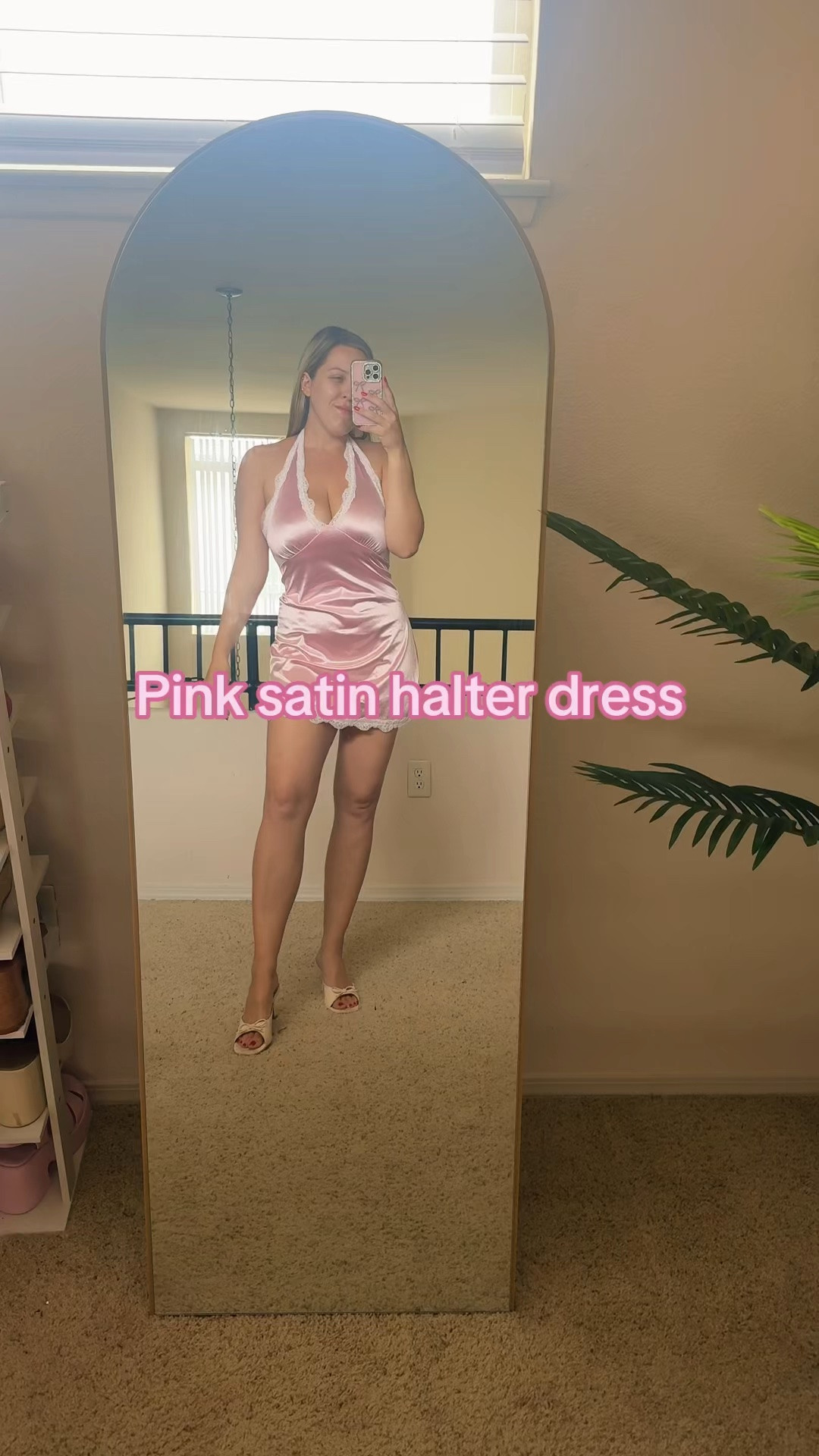 Pink satin halter dress
Lace halter dress
Satin summer dress
Mini dress for summer date night outfit

#LTKootd #LTKSeasonal #LTKMidsize