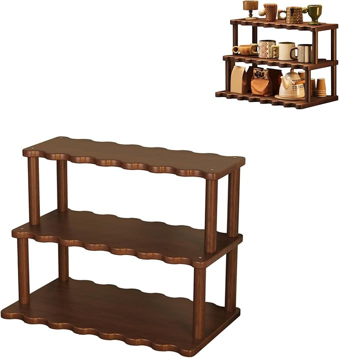 Wooden Mug Holder Countertop, 3 Tier Coffee Cup Holder Mug Display Coffee Mug Organizer Mug Rack ... | Amazon (US)