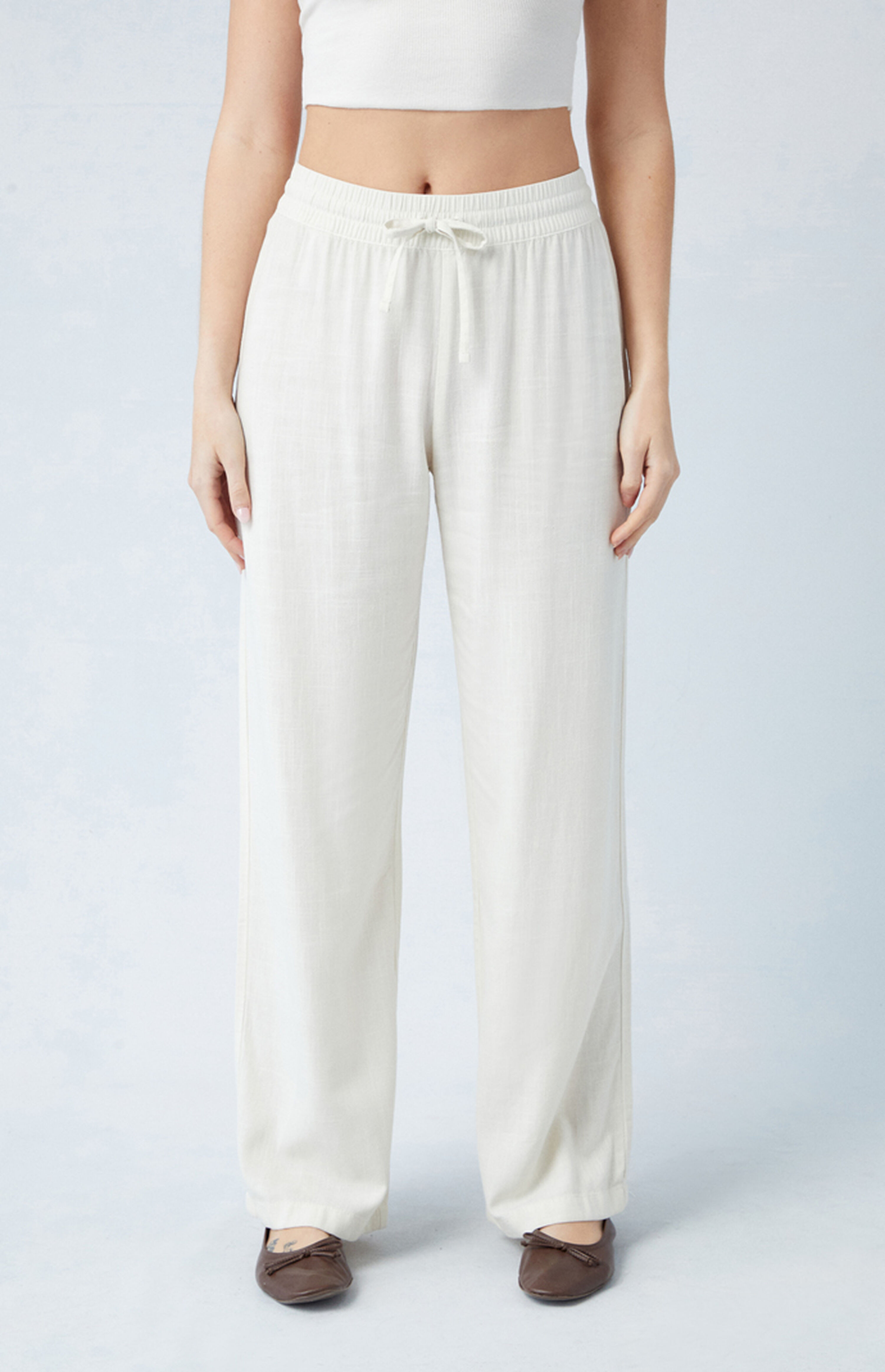 PacSun Cream Linen Pull-On Pants | PacSun