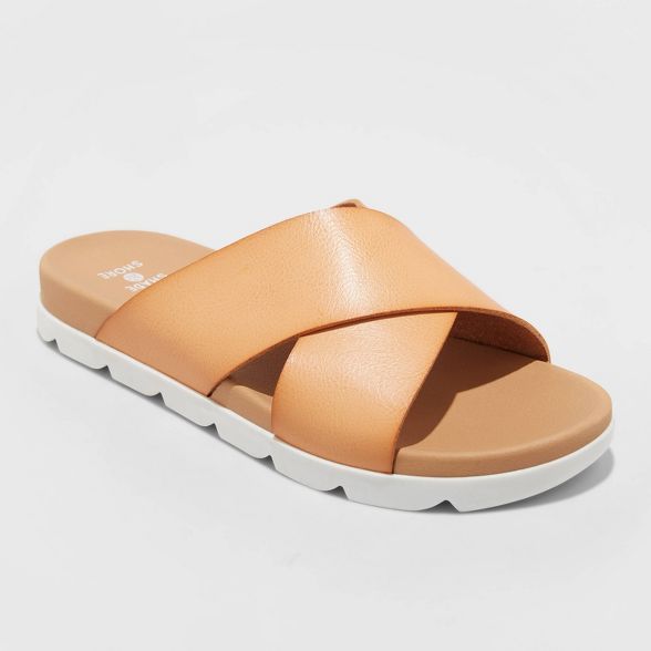 Women's Mary Crossband Slide Sandals - Shade & Shore™ Tan | Target