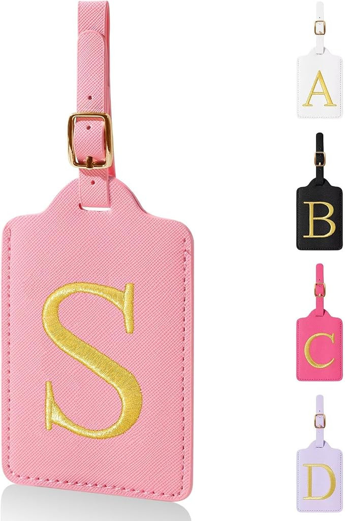 Personalized Initial Luggage Tags for Suitcases,Leather Letter Cute Luggage Tags with Privacy Nam... | Amazon (US)