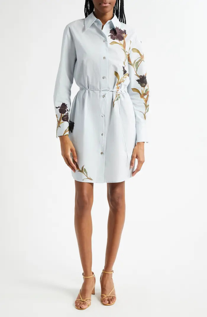 Vince Placed Black Iris Long Sleeve Cotton Shirtdress | Nordstrom | Nordstrom