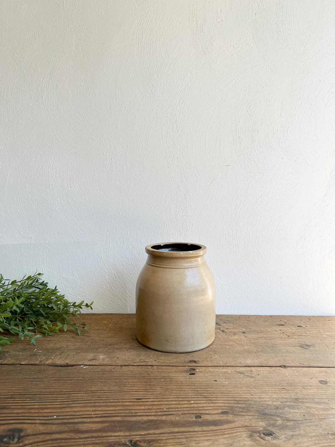 Antique Taupe Stoneware Crock with Brown Interior | Antique Home, Primitives, Stone Ware, Primiti... | Etsy (US)
