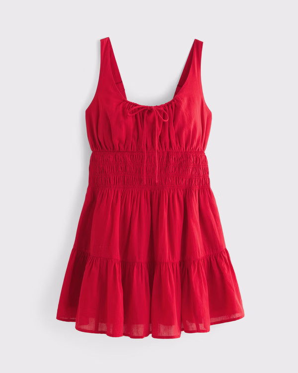 Women's Smocked Tie-Front Mini Dress | Women's Dresses & Jumpsuits | Abercrombie.com | Abercrombie & Fitch (US)
