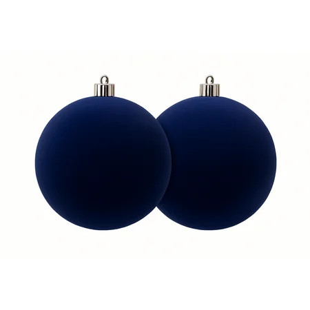 2 Count Velvet-Feel Navy Jumbo Shatterproof Christmas Ornaments, by Holiday Time | Walmart (US)