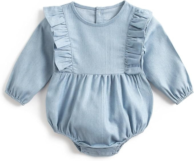 Simplee kids Baby Girl Romper Floral Long Sleeve Ruffle Romper Bodysuit Summer Spring Outfits | Amazon (US)