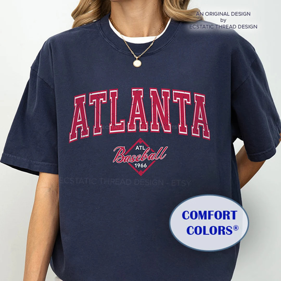 Vintage Atlanta Baseball Shirt, Comfort Colors® Shirt, Distressed Baseball Atlanta Tshirt, Atlan... | Etsy (US)