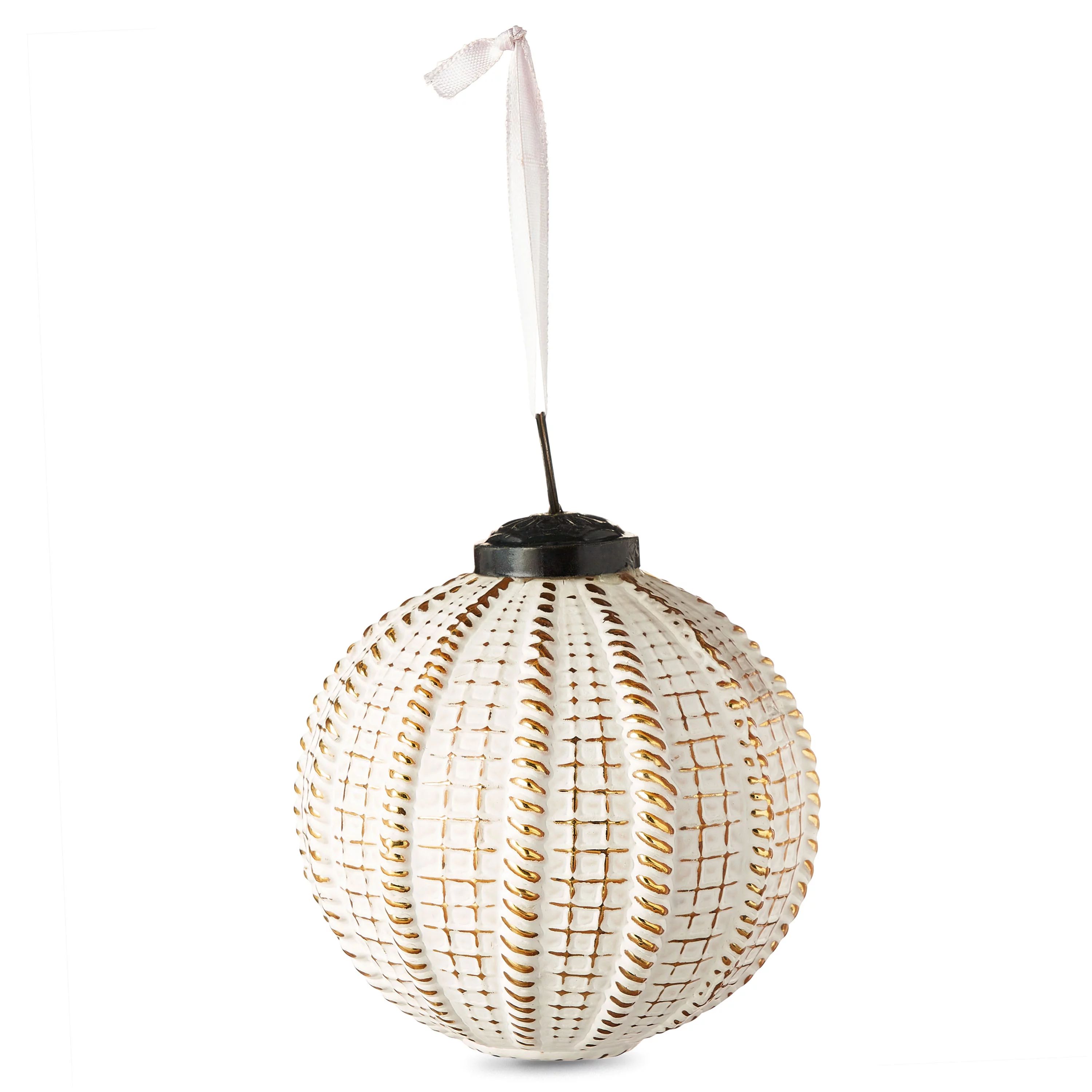 Holiday Time White Pattern Glass Ball Ornament, 4", 6 Pack | Walmart (US)