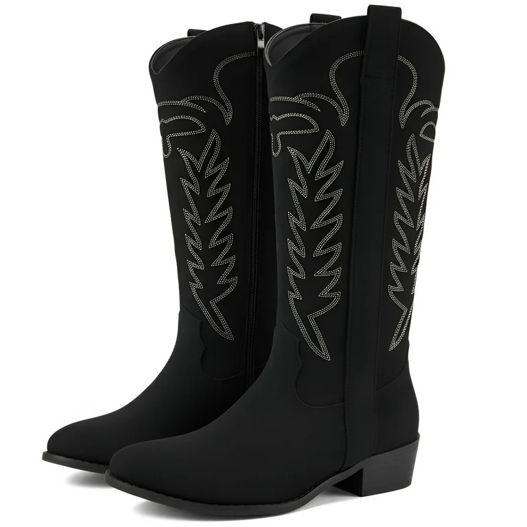 Ecetana Cowboy Boots for Women Wide Calf Cowgirl Boots with Classic Embroidered Chunky Heel Weste... | Walmart (US)