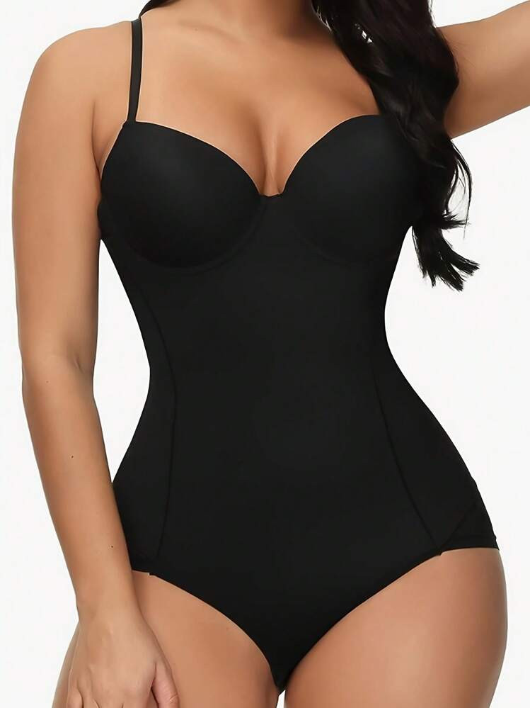 Women's Solid Color Seamless Shapewear, Body Control Shapewear, Tummy Control And Buttocks Shaping Bodysuit For Daily Wear | SHEIN