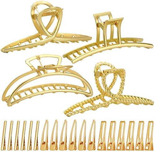 22 Pieces Metal Hair Claw Clips Large Gold Metal Strong Hair Claw Clips, Duckbill Clips Nonslip H... | Amazon (US)