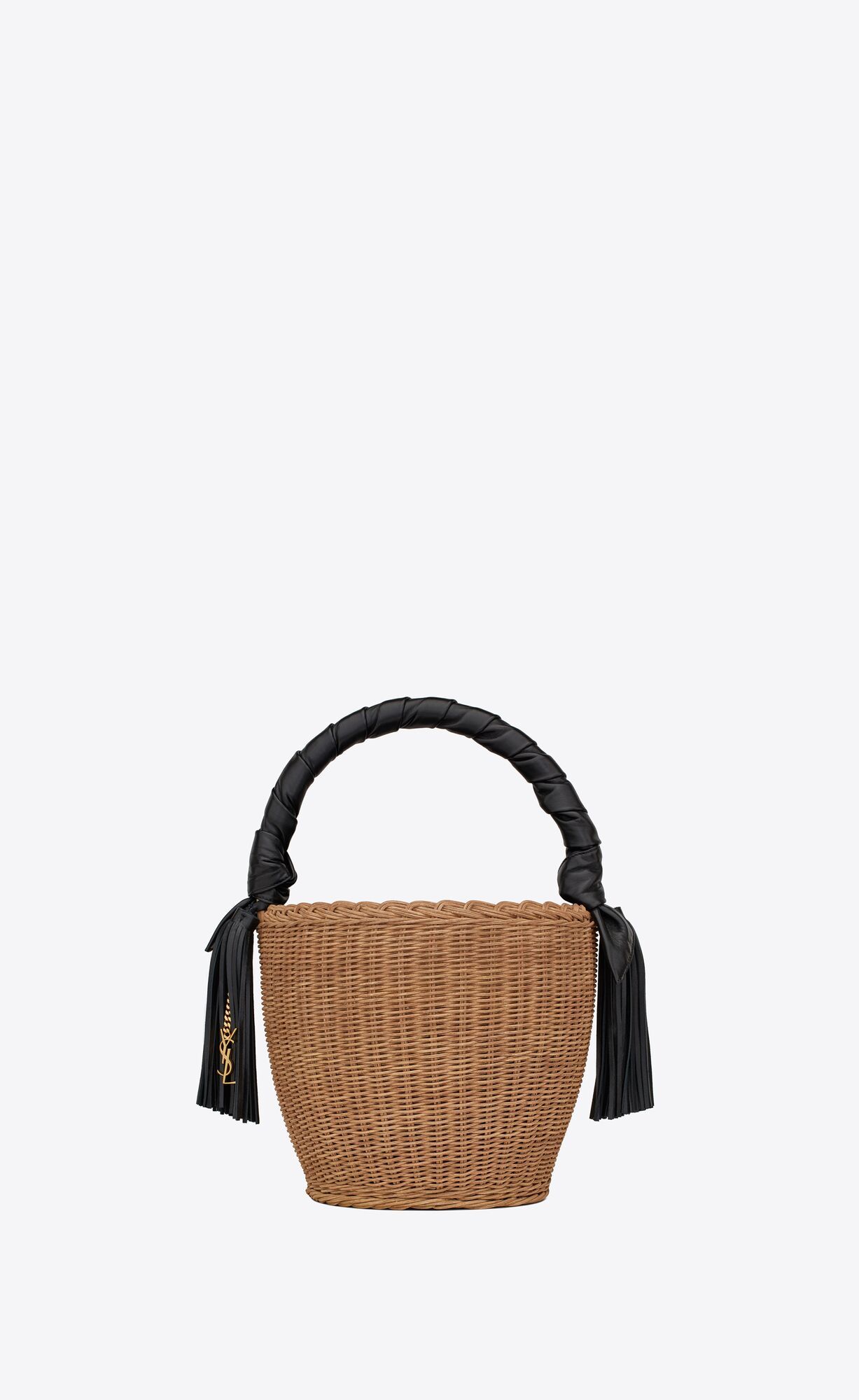 panier round bag in wicker and leather | Saint Laurent Inc. (Global)