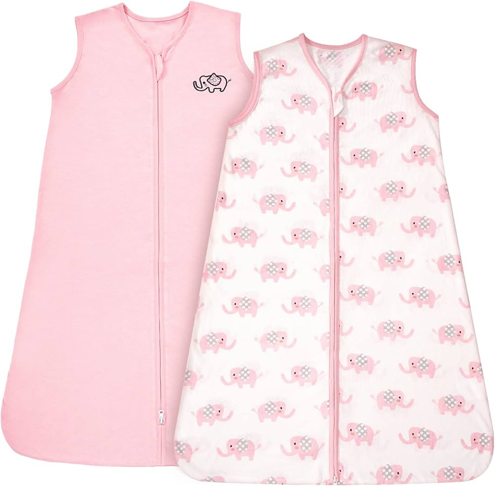 TILLYOU Sleep Sack 2 Pack - Baby Wearable Blanket with 2-Way Zipper, Extra Soft Cotton Sleeveless... | Amazon (US)