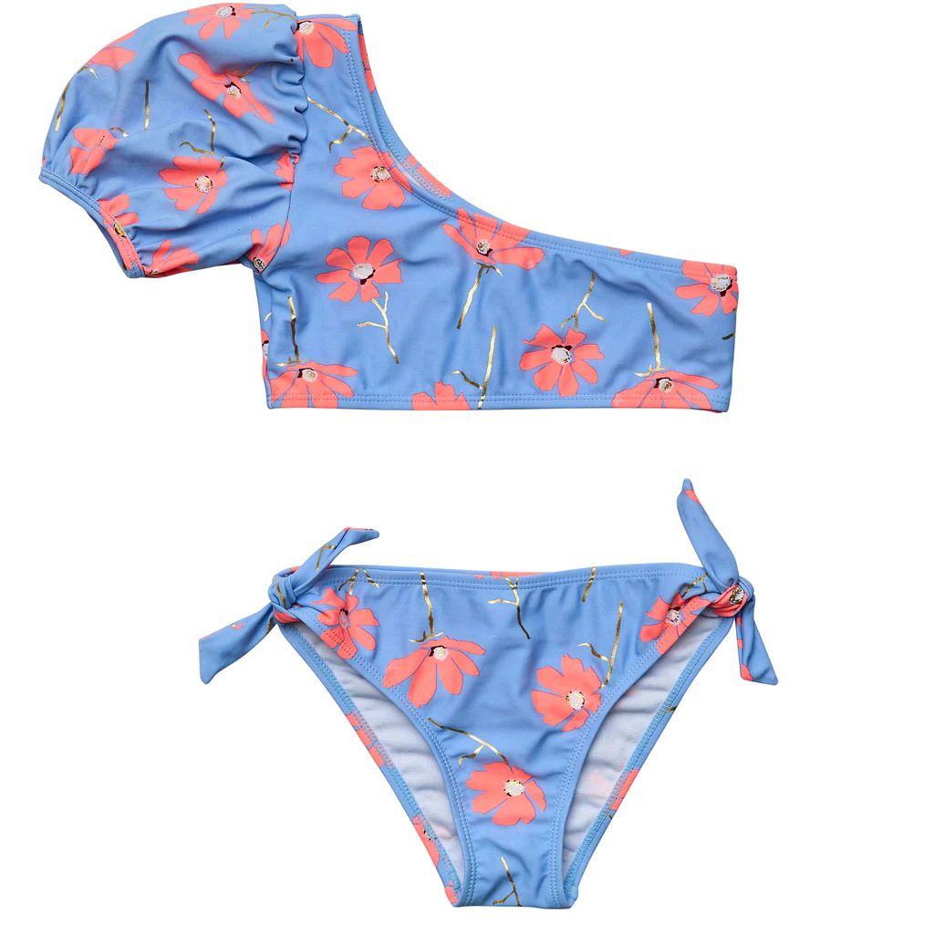 Beach Bloom One Shoulder Puff Bikini | Snapper Rock Swimwear