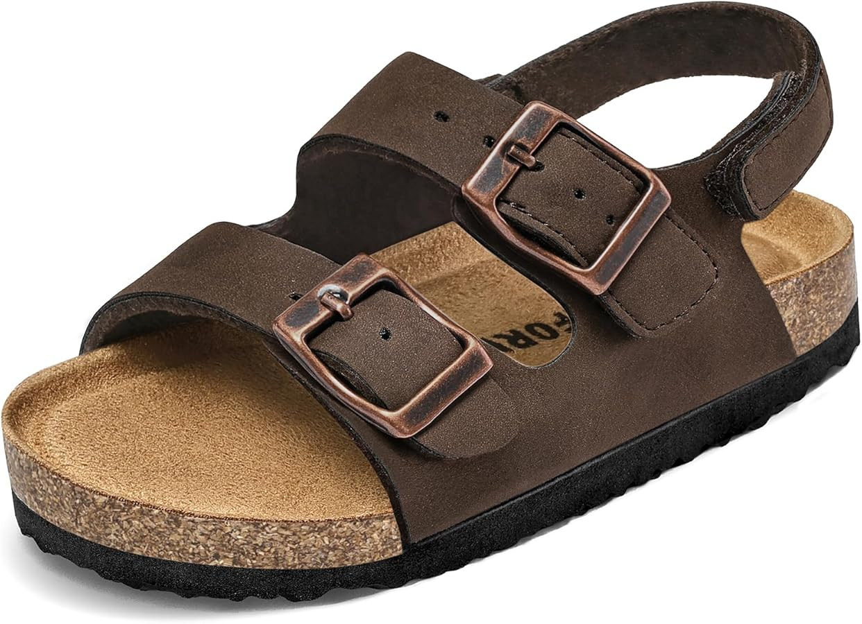 K KomForme Toddler Sandals Boys Girls Cork Footbed Open-toe Sandal Comfort Double Buckle Slip-on ... | Amazon (US)
