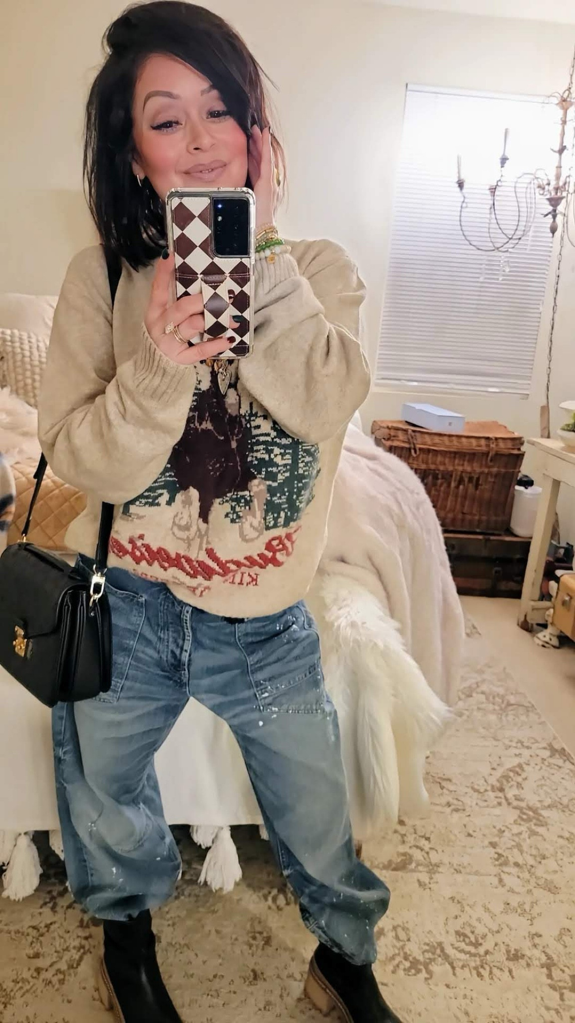 The softest sweater I’m wearing a size medium. Boots run tts. Barrel jeans… the best! 

#LTKStyleTip #LTKHoliday #LTKCyberWeek