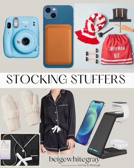 Affordable stocking stuffers!! I love the instant camera for kiddos to have fun creating fun memories! I also love the snowman nut and great tech accessories like the Apple wallet and device charger! Give a cute pajama set or even new cozy gloves. 

#LTKGiftGuide #LTKfamily #LTKsalealert