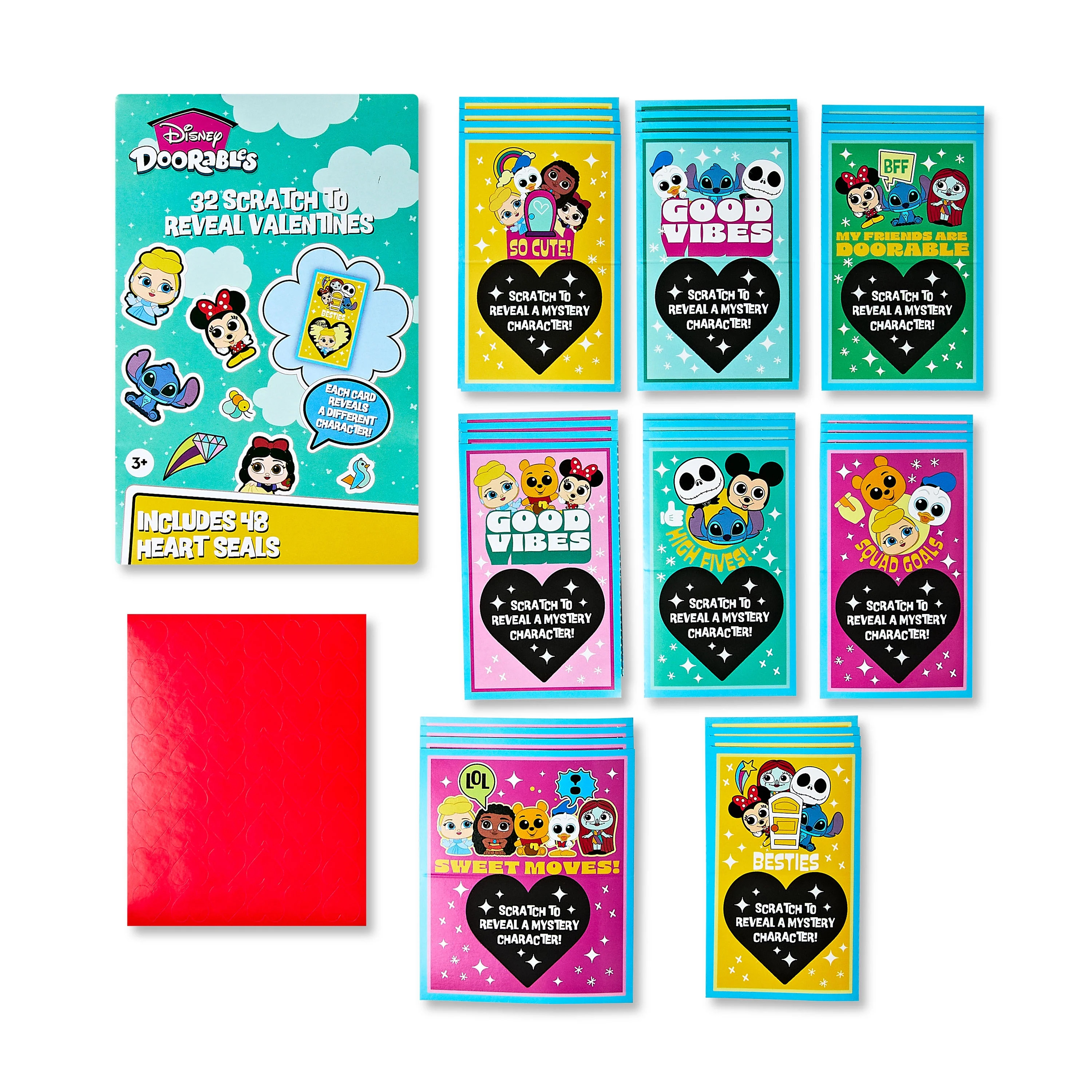 Disney Doorables Valentine Exchange Cards, Scratch to Reveal Message, Paper, 32 Count | Walmart (US)