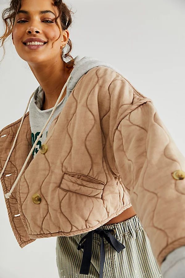 Gwynnie Quilted Jacket by Free People, Champagne Diamonds, L | Free People (Global - UK&FR Excluded)
