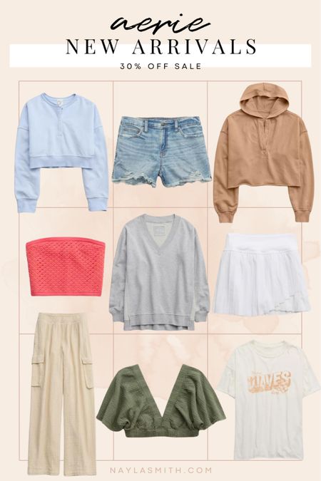 Aerie new arrivals on sale! The comfiest denim shorts (I wear L), pool to party collection, cargo pants, oversized sweatshirt, pleated tennis skirt

Spring outfits, spring break, casual spring style

#LTKSeasonal #LTKstyletip #LTKsalealert
