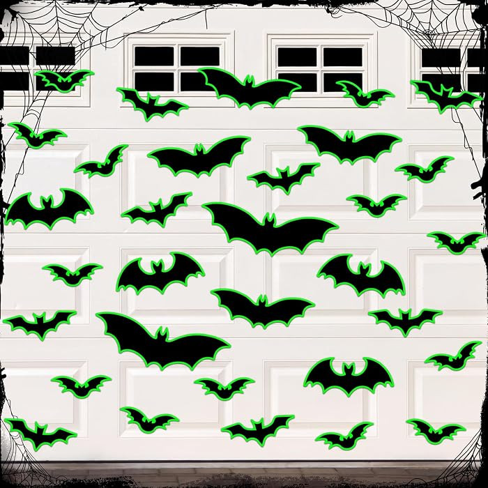 Kanayu 32 Pcs Halloween Garage Door Decoration Glow in The Dark Bat Magnets | Amazon (US)