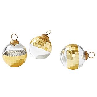 Plated Glass Ornaments –  Gold (Set of 3) | Serena and Lily