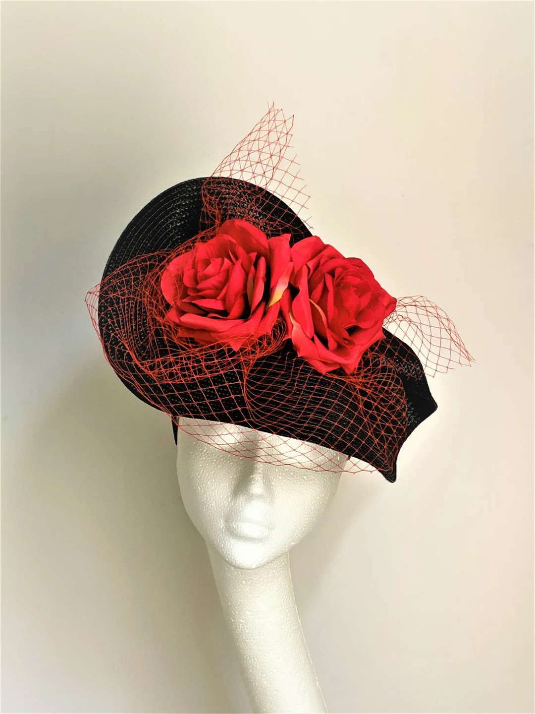 Black Red Hat, Black Red Fascinator, Black Red Hat Wedding Ascot Derby Races, Black Red Kentucky ... | Etsy (US)