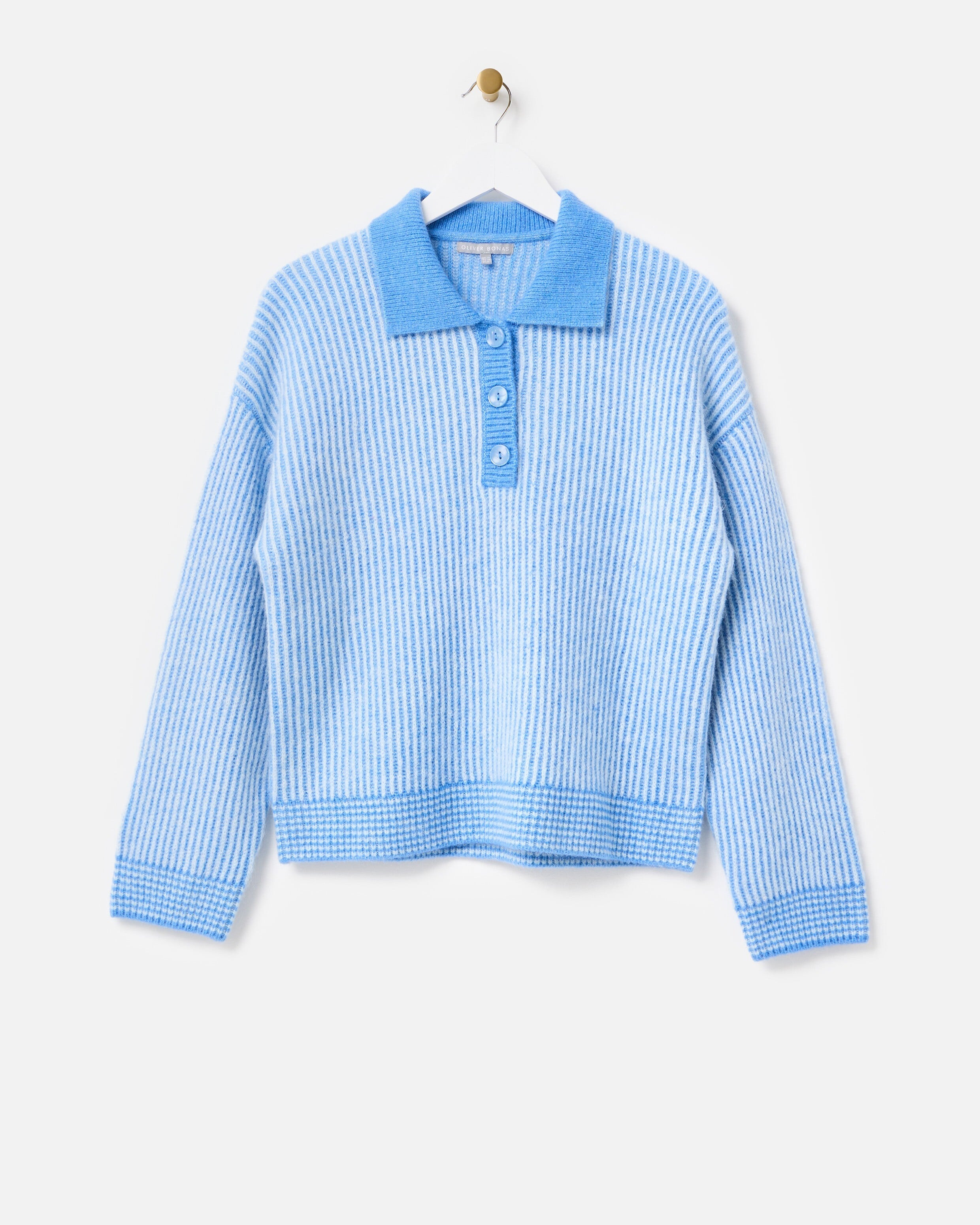 Blue Striped Collared Knitted Jumper | Oliver Bonas | Oliver Bonas (Global)