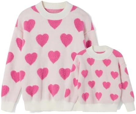 Mommy and Me Matching Sweaters Outfits Heart Graphic Sweater Family Matching Clothes Long Sleeve ... | Amazon (US)