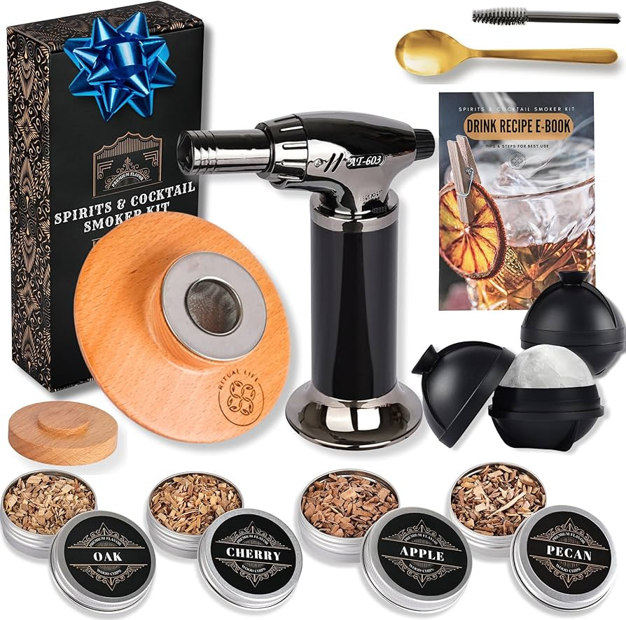 Whiskey Smoker Kit with Torch - Old Fashion Smoker Kit - Bourbon Smoker Kit - Cocktail Smoker - D... | Amazon (US)