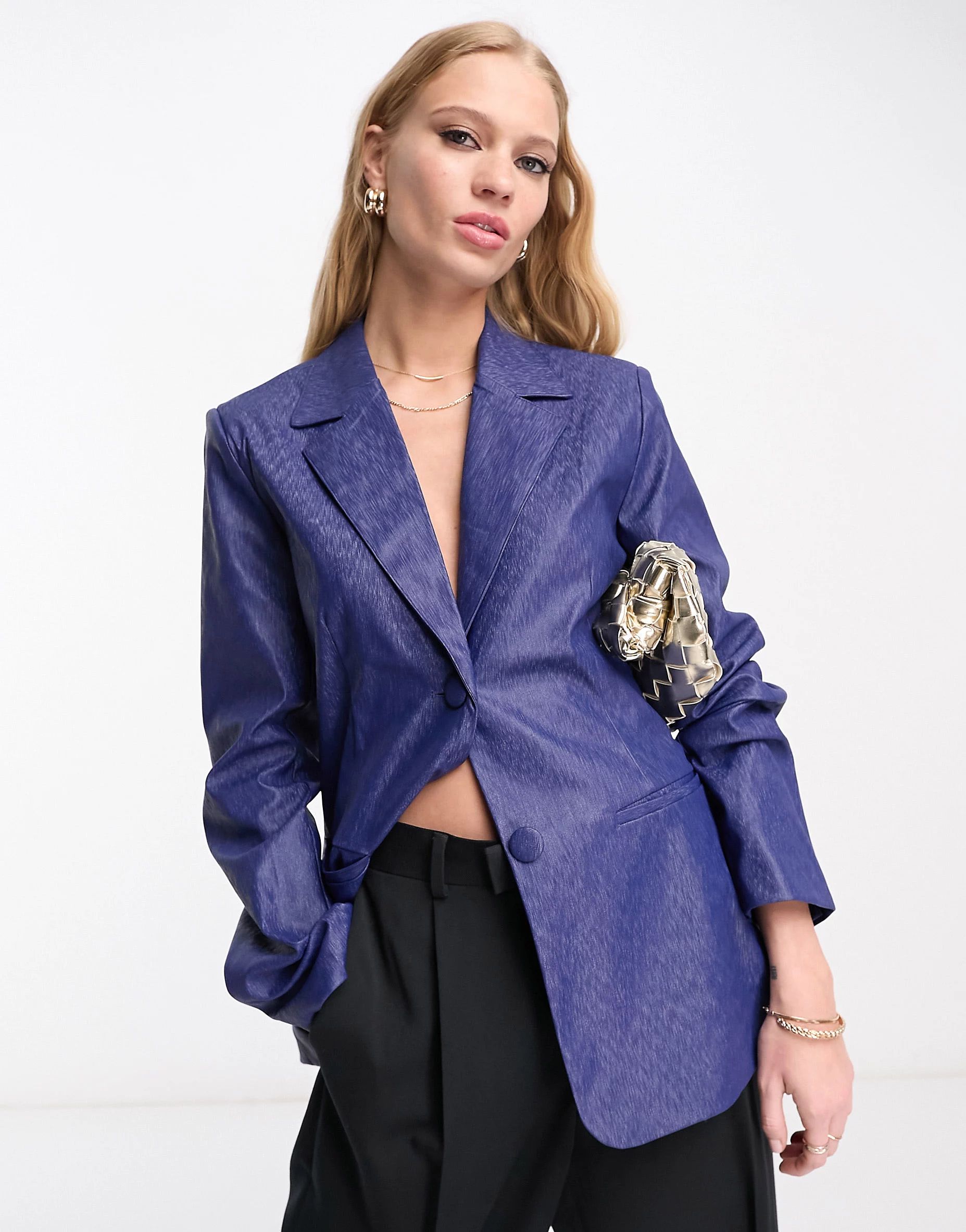 NA-KD x Mimi AR co-ord oversized  tailored blazer in dark blue | ASOS | ASOS (Global)